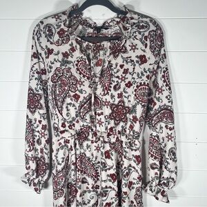 Banana Republic Paisley Print V Neck Long Sleeve Midi Dress Size 8